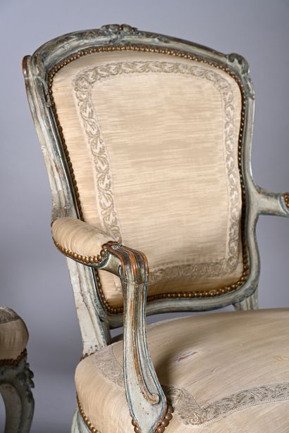 Suite of four cabriolet armchairs in moulded...