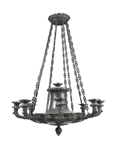Antique-style sheet metal chandelier with...