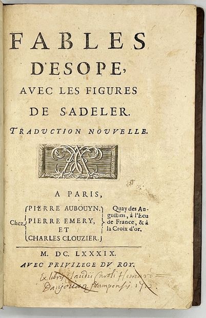 ÉSOPE, & [Gilles SADELER].
Fables of Aesop,...