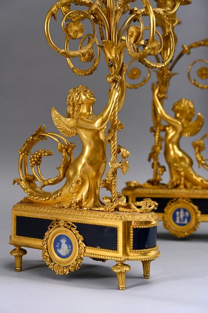 Pair of candelabra in 
chased and gilded...