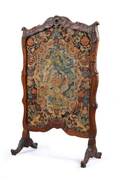 Molded and carved wood mantel screen 
decorated...