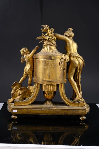 Chased and gilded bronze clock, the movement...