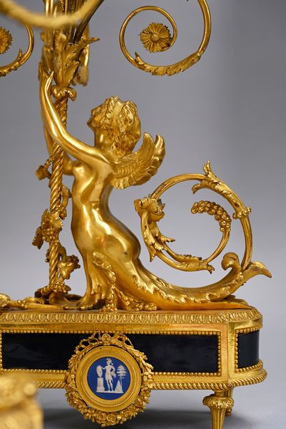 Pair of candelabra in 
chased and gilded...