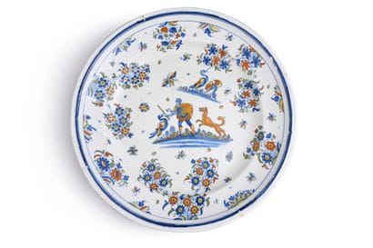 Large earthenware dish from Alcora 
Spain,...