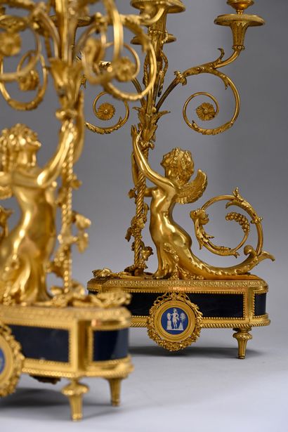 Pair of candelabra in 
chased and gilded...