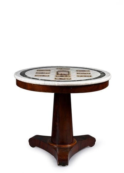Mahogany and mahogany veneer pedestal table...