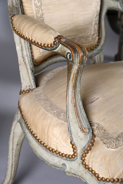 Suite of four cabriolet armchairs in moulded...