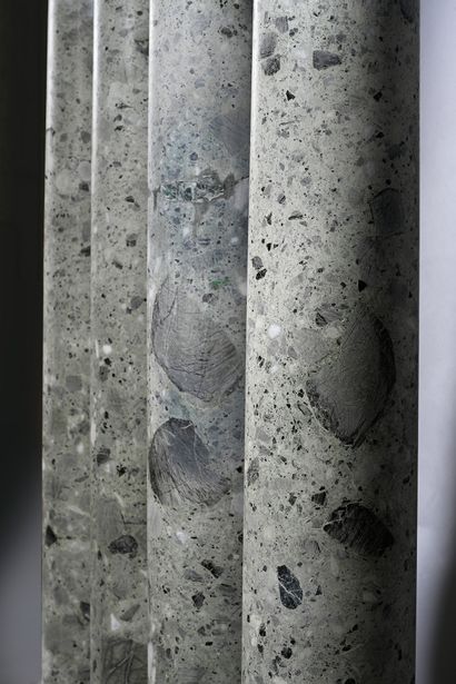 Suite of four columns in antique green marble....