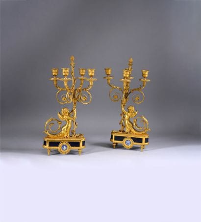 Pair of candelabra in 
chased and gilded...