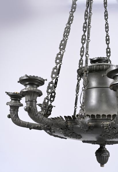Antique-style sheet metal chandelier with...