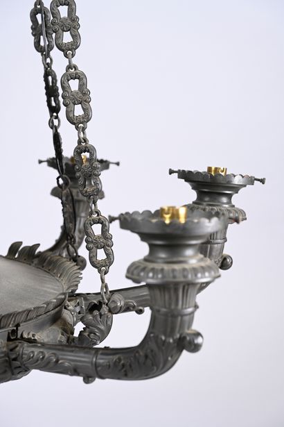 Antique-style sheet metal chandelier with...