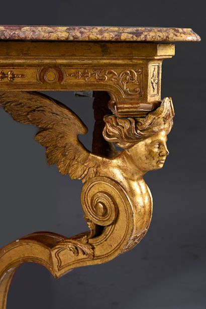 Wall console in carved and gilded wood 
on...