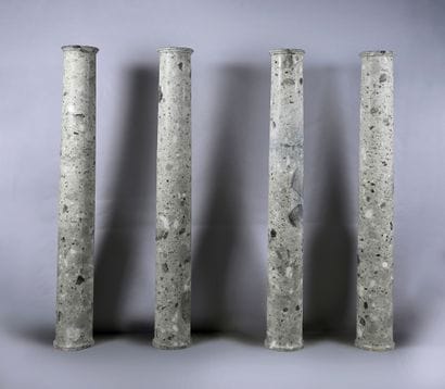 Suite of four columns in antique green marble....