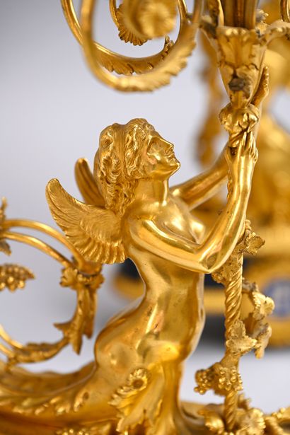 Pair of candelabra in 
chased and gilded...