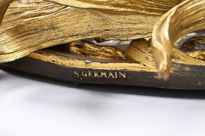 Large ormolu cartel and barometer with asymmetrical...