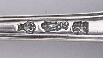 Louche en argent du modèle double filet,...