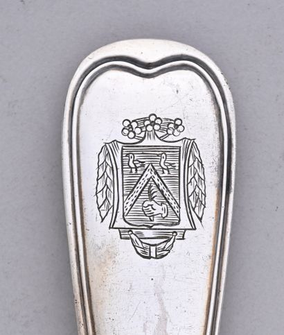 Louche en argent du modèle double filet,...