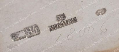 PAIRE DE SALIERES EN ARGENT. Par Carl FABERGE,...