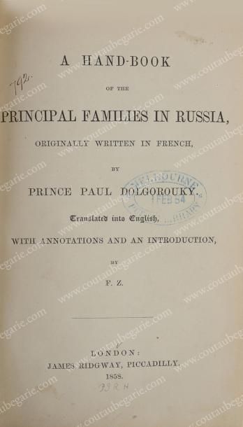 DOLGOROUKY Paul prince
A hand-book of the...