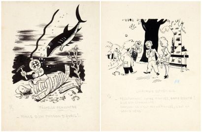 GERVY
Encre de chine pour deux dessins humoristiques...