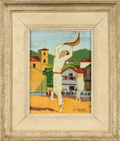 Huile sur toile. «Le Pelotari». Signée J....