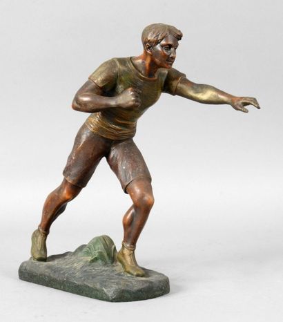 Sculpture en régule «Le Boxeur à mains nues»....