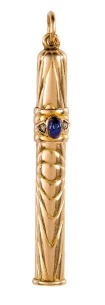 Porte-crayon pendentif en or, serti d'un...