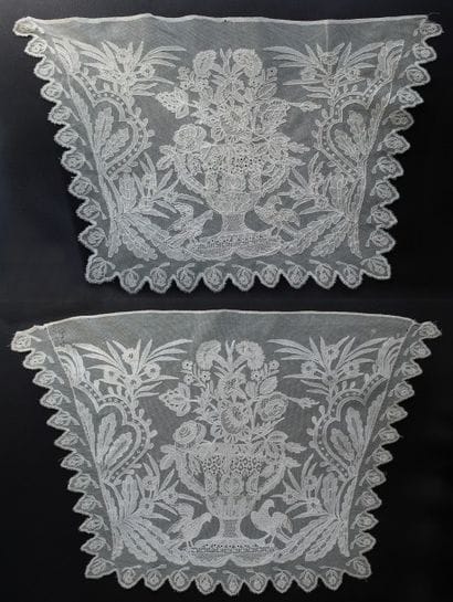 Deux pièces (poches?) en dentelle tulle rebrodé...