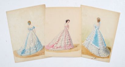 Ensemble de maquettes gouachées de gravures...