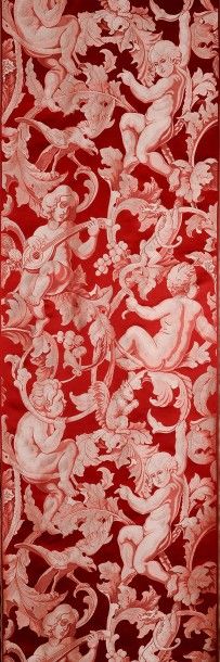 Métrage de lampas en taille-douce style Louis-Philippe,...