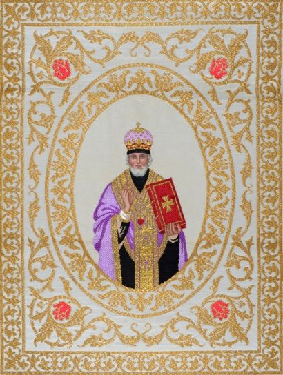 Saint Nicolas, centre de bannière orthodoxe...