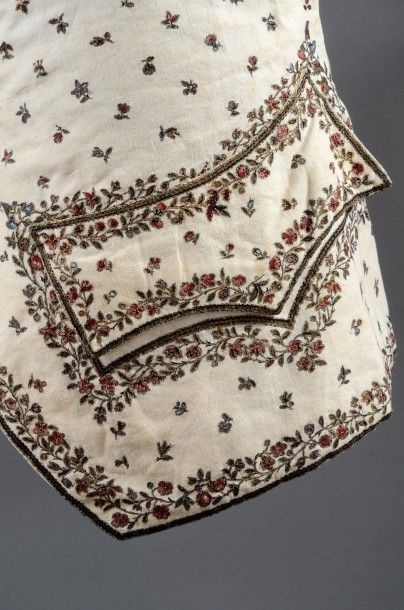 Superbe gilet à basques en toile de Jouy...