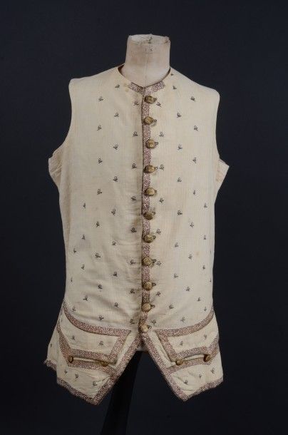 Gilet à basques époque Louis XVI, coton pékiné,...
