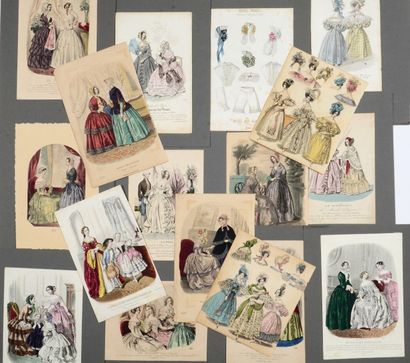Réunion de gravures de mode, vers 1900-1910,...