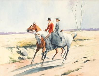 Xavier de PORET.
«Scène de vénerie. Veneur...