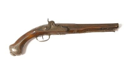 Pistolet d'Officier à silex transformé à...