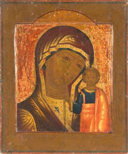 Icône sur bois, «Vierge à l'enfant». Epoque...