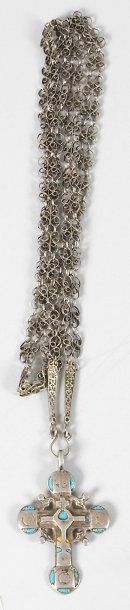 Petite croix orthodoxe pendentif en argent,...