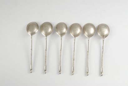 Ensemble de six cuillères à thé en argent,...