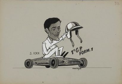 Jacky Ickx Dessin original encre et lavis...