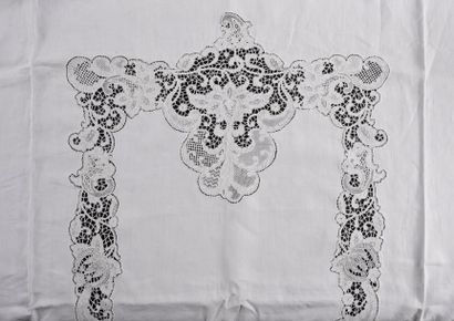 Nappe, dentelle à l'aiguille, lin, 1ère moitié...