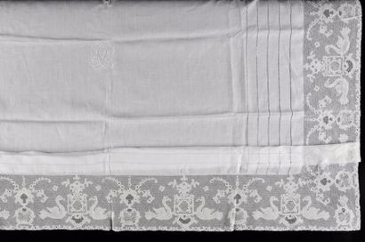 Nappe en fil et dentelle Point de Paris,...