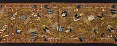 Bandeau en Buratto rebrodé soie polychrome,...