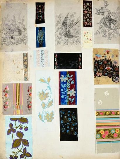 Album de maquettes gouachées, vers 1880-1885,...