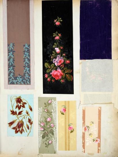 Album de maquettes gouachées, vers 1880-1885,...