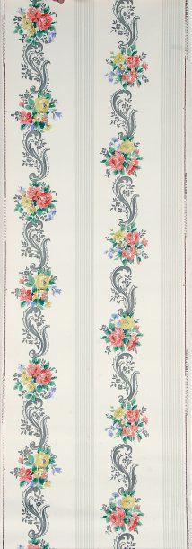 Deux ensembles de papiers peints à fleurs...