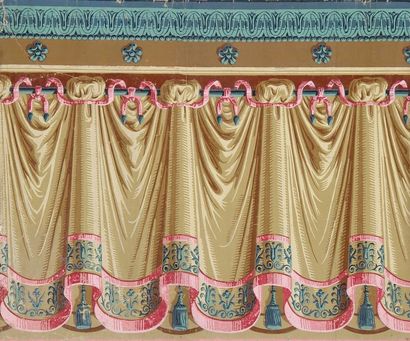 Trois bordures en trompe-l'oeil de draperie,...