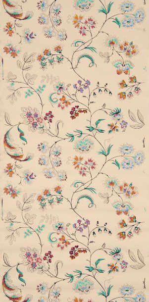 Deux papiers peints, vers 1830, décor dans...