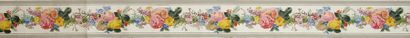 Bordure, vers 1870, courant de roses, primevères,...