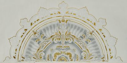 Importante rosace de plafond en papier peint,...